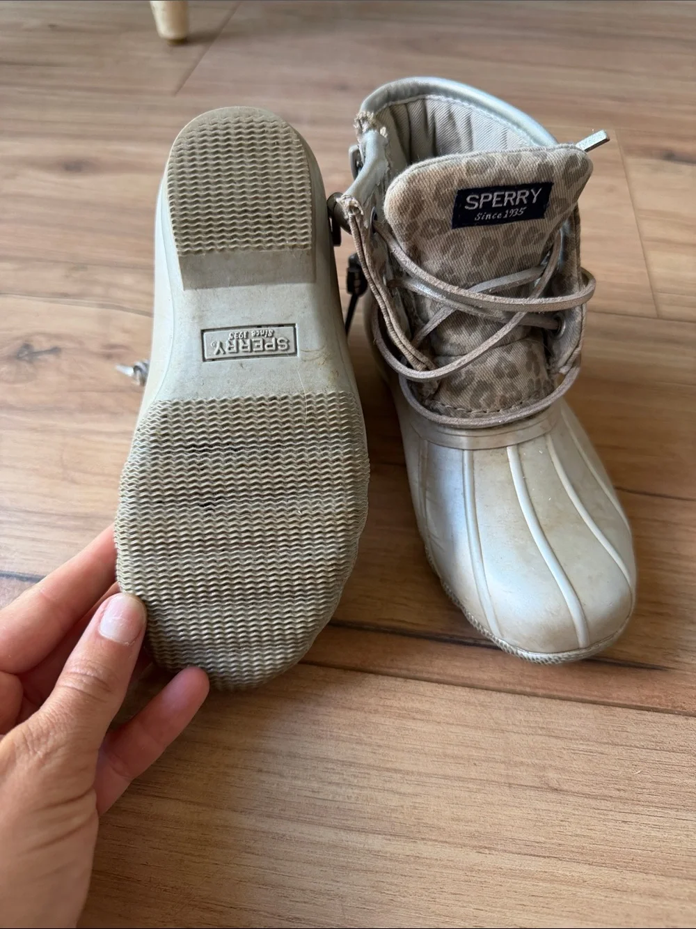 Sperry Kids Tan & Beige Duck Rain Boots